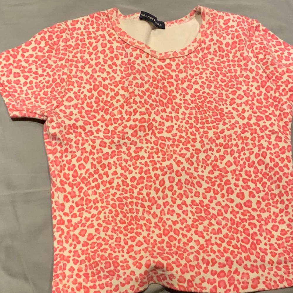 Brandy Melville pink cheetah print crop top